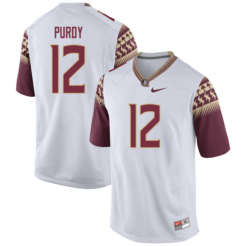 Men #12 Chubba Purdy Florida State Seminoles College Football Jerseys Sale-White